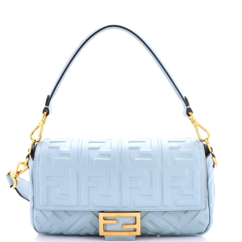Fendi Medium Baguette NM Bag Zucca Embossed Leather